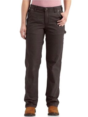 Carhartt Brown Rugged Flex Loose Fit Canvas Work Pant Womens Small